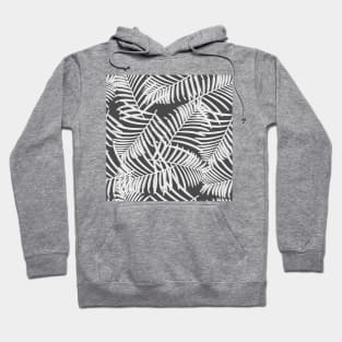 Black And White Palm Leaves Pattern Seamless Hoodie